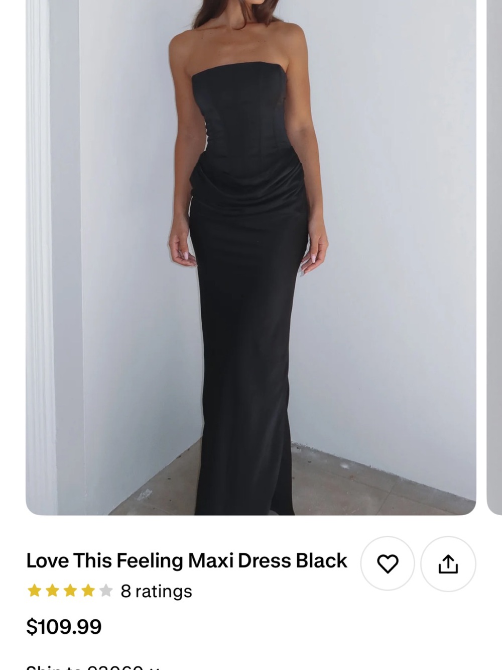 White Fox Boutique Black Strapless Maxi Dress